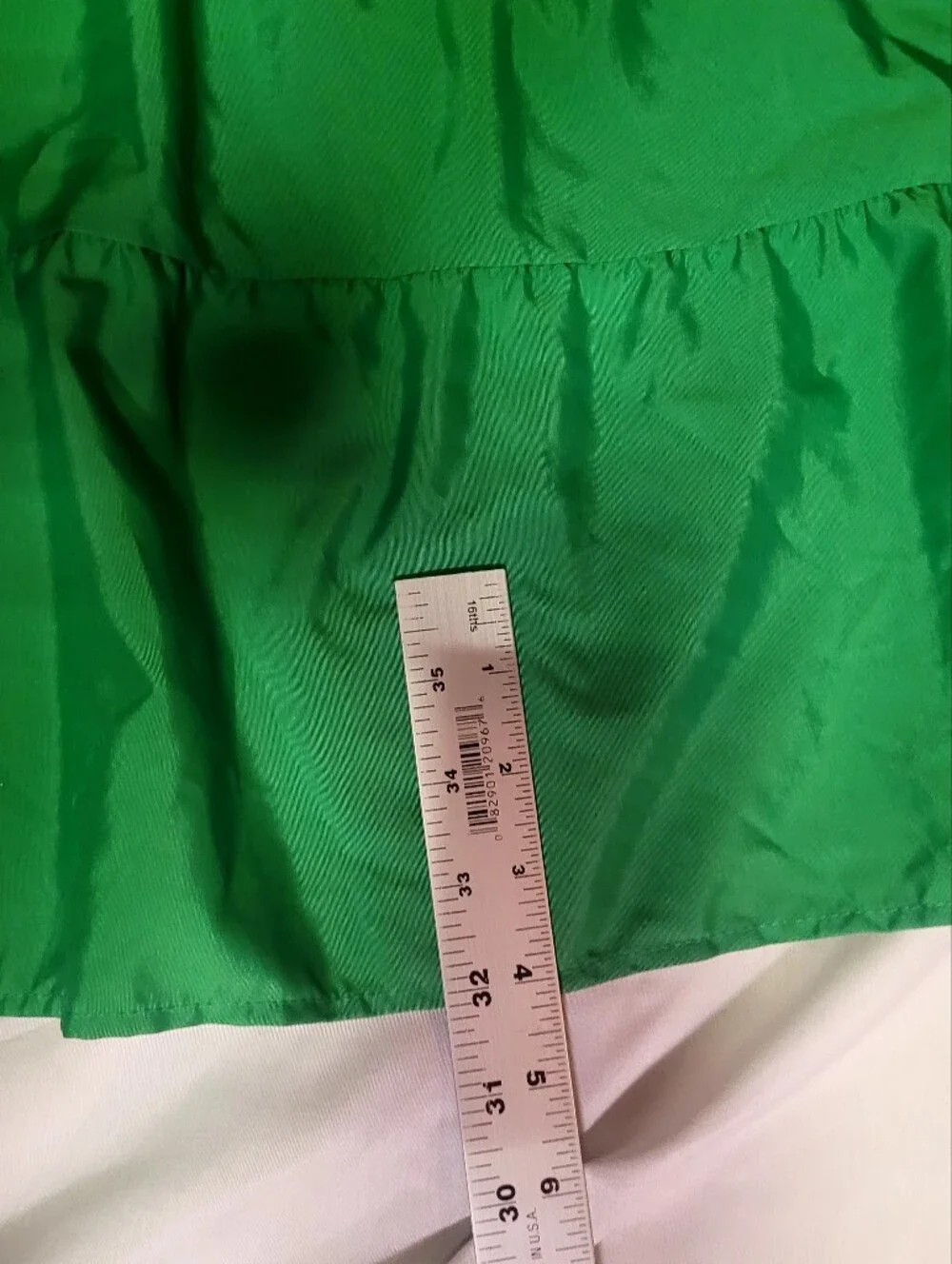 Green Sleeveless Dress With Gathered Tiered Ruffles, Size L